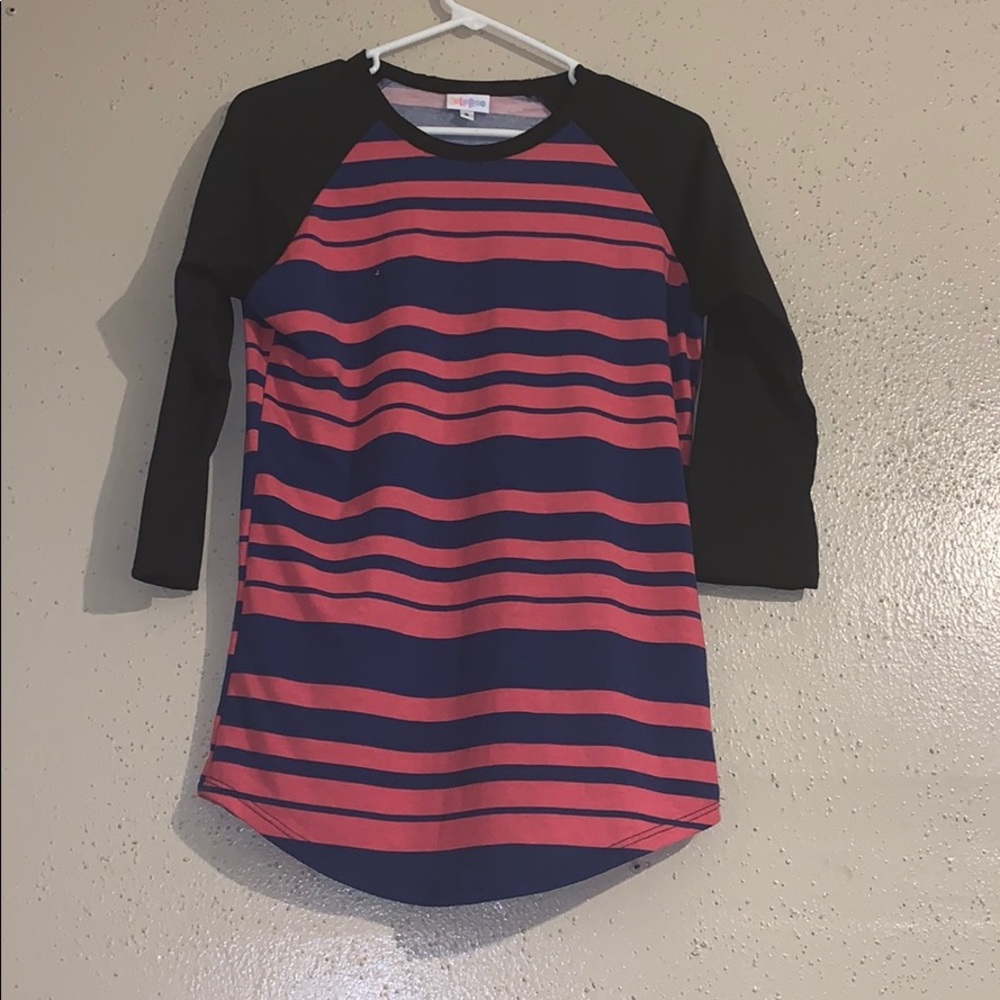 Red and black lularoe top
